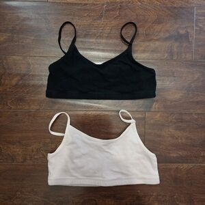 Old Navy Girls Pink/Black Unpadded Training Cami Bra 2-Pack Size XL(14-16)